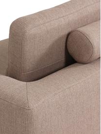 Sofa narożna z metalowymi nogami Cucita (4-osobowa), Tapicerka: tkanina (poliester) Dzięk, Nogi: metal lakierowany, Taupe tkanina, S 302 x G 163 cm, lewostronna