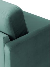 Canapé d'angle en velours pieds en métal Fluente, Velours vert clair, larg. 221 x prof. 200 cm, méridienne à gauche