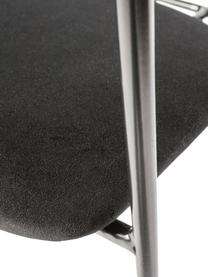 Krzesło z podłokietnikami z aksamitu z metalowym stelażem Elvy, Tapicerka: 100% aksamit poliestrowy , Stelaż: metal powlekany, Czarny aksamit, S 52 x G 50 cm