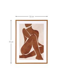 Gerahmter Digitaldruck Femme, Rahmen: Mitteldichte Holzfaserpla, Bild: Papier, Front: Glas, Braun, B 52 x H 72 cm