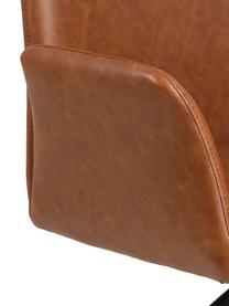 Krzesło obrotowe ze sztucznej skóry Naya, Tapicerka: sztuczna skóra Dzięki tka, Stelaż: metal malowany proszkowo, Koniakowa sztuczna skóra, S 59 x G 59 cm