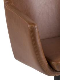 Krzesło ze sztucznej skóry z podłokietnikami Nora, obrotowe, Tapicerka: sztuczna skóra (poliureta, Stelaż: metal malowany proszkowo, Koniakowa sztuczna skóra, S 58 x G 57 cm