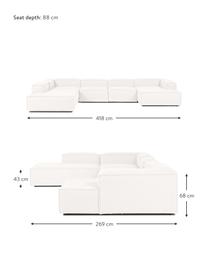 Divano componibile Lennon, Rivestimento: 100% poliestere Con 115.0, Struttura: legno di pino massiccio, , Piedini: plastica, Tessuto beige, Larg. 418 x Alt. 68 cm, chaise-longue a sinistra