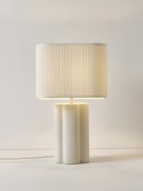 Tafellamp Emersyn van keramiek in wit, Lampenkap: kasjmier, Lampvoet: keramiek, Wit, B 35 x L 170 cm