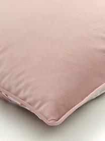 Federa arredo in velluto con stampa floreale Blossom, 100% velluto di poliestere, Rosa cipria, Larg. 45 x Lung. 45 cm