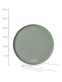 Design Teller Favourite SMILE in Grün mit Schriftzug, Fine Bone China (Porzellan)
Fine Bone China ist ein Weichporzellan, das sich besonders durch seinen strahlenden, durchscheinenden Glanz auszeichnet., Grün, Weiß, Ø 22 cm