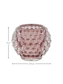 Bougeoir fait main Doria, Verre, Rose, Ø 9 x haut. 8 cm