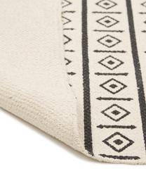Ręcznie tkany dywan z bawełny w stylu etno Edna, 100% bawełna, Odcienie kremowego, czarny, S 60 x D 90 cm  (Rozmiar XXS)