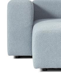 Modulaire bouclé bank Lena (3-zits) met kruk, Bekleding: bouclé (93% polyester, 6%, Frame: grenenhout, multiplex, ha, Poten: kunststof, Bouclé lichtblauw, B 209 x D 181 cm