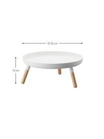 Serviertablett Janush, Tablett: Metall, beschichtet, Füße: Holz, Weiß, Holz, Ø 32 cm