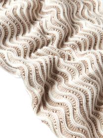 Coperta in cotone a maglia Emilio, 100% cotone, Beige, bianco crema, Larg. 130 x Lung. 170 cm