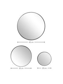 Rundes Wandspiegel-Set Lacie, 3-tlg., Rahmen: Metall, pulverbeschichtet, Rückseite: Mitteldichte Holzfaserpla, Spiegelfläche: Spiegelglas, Schwarz, Set mit verschiedenen Größen