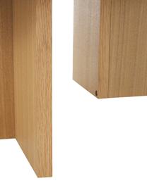 Mesa de centro ovalada de madera Toni, Tablero de fibras de densidad media (MDF) chapado en madera de fresno pintado, Marrón, An 100 x Al 35 cm
