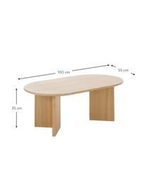 Oválný konferenční stolek z dřeva Toni, Lakovaná MDF deska (dřevovláknitá deska střední hustoty) s dubovou dýhou, Jasanové dřevo, Š 100 cm, H 55 cm