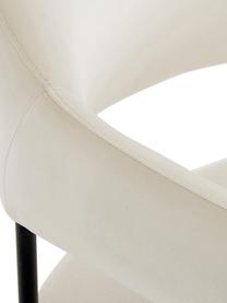Silla con reposabrazos de terciopelo Zoe, Tapizado: terciopelo (poliéster) Al, Estructura: metal con pintura en polv, Terciopelo blanco crema, An 56 x F 62 cm