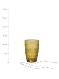 Waterglas Blia in geel met structuurpatroon, Glas, geverfd, Geel, Ø 9 x H 13 cm, 375 ml