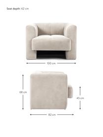 Sessel Bobi, Bezug: 88 % Polyester, 12 % Nylo, Gestell: Massives Kiefernholz, Webstoff Cremeweiß, B 100 x T 82 cm