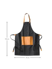 Schürze Asado mit verstellbarem Nackenband, Schwarz, Braun, B 70 x L 90 cm