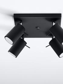 Faretti da soffitto piccoli Etna, Paralume: acciaio verniciato, Baldacchino: acciaio verniciato, Nero, Larg. 25 x Alt. 15 cm
