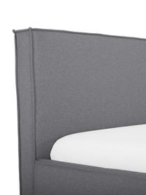 Letto imbottito in tessuto grigio scuro con contenitore Dream, Rivestimento: poliestere (tessuto testu, Tessuto grigio scuro, Larg. 200 x Lung. 200 cm