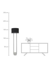 Lampa podłogowa z betonową podstawą Pipero, Stelaż: metal malowany proszkowo, Klosz: czarny Podstawa lampy: czarny, matowy, szary Kabel: czarny, Ø 45 x W 161 cm