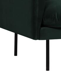 Canapé d'angle en velours et pieds en métal Moby, Velours vert foncé, larg. 280 x prof. 160 cm, méridienne à gauche