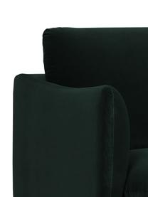 Canapé d'angle en velours pieds en métal Moby, Velours vert foncé, larg. 280 x prof. 160 cm, méridienne à gauche