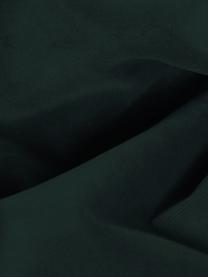 Divano angolare in velluto verde scuro con piedini in metallo Moby, Rivestimento: velluto (rivestimento in , Struttura: legno di pino massiccio, , Piedini: metallo verniciato a polv, Velluto verde scuro, Larg. 280 x Prof. 160 cm, chaise longue a sinistra
