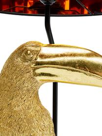 Große Tischlampe Toucan aus vergoldetem Kalkstein, Lampenfuß: 55% Kalkstein, 45% Polyre, Goldfarben, Schwarz, Ø 38 x H 70 cm