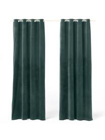 Rideau occultant en velours avec œillets Rush, 2 pièces, 100 % polyester (recyclé), Vert foncé, larg. 135 x long. 260 cm
