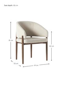Armstoel Nemo met gestoffeerde zitvlak, Bekleding: polyester Met 30.000 schu, Frame: essenhout, Geweven stof beige, donker essenhout, B 61 x H 81 cm