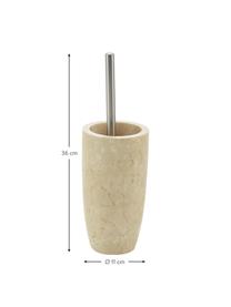 Marmeren toiletborstel Luxor, Houder: marmer, Beige, staalkleurig, Ø 11 x H 36 cm