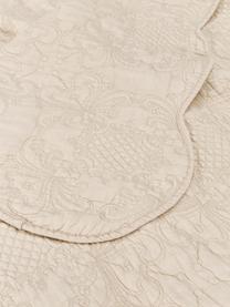 Narzuta z bawełny z haftem Madlon, Tapicerka: 100% bawełna, Beżowy, 180 x 260 cm (do łóżek do 140 x 200 cm)