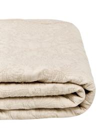 Narzuta z bawełny z haftem Madlon, Tapicerka: 100% bawełna, Beżowy, 180 x 260 cm (do łóżek do 140 x 200 cm)