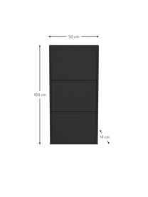 Wand-Schuhschrank Caruso mit Klappfächern, Stahl, pulverbeschichtet, Schwarz, B 50 x H 103 cm
