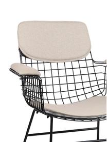 Set de coussins pour chaise en métal à accoudoirs Wire, 3 élém., Beige, Lot de différentes tailles