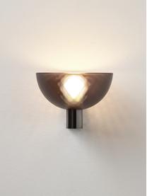 Dimbare LED wandlamp Fata, Kunststof, Bruin, chroomkleurig, B 16 x D 17 cm