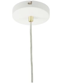 Hanglamp Mathea in wit-goudkleurig, Lampenkap: gepoedercoat metaal, Decoratie: vermessingd metaal, Baldakijn: gepoedercoat metaal, Wit, Ø 38  x H 8 cm
