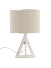 Lámpara de mesa grande Kona, Pantalla: lino, Cable: plástico, Blanco, Ø 25 x Al 51 cm