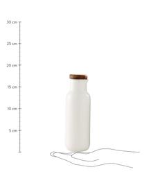 Azijn- en olie-dispenser Essentials van porselein en acaciahout, 2-delig, Wit, antraciet, Ø 6 x H 18 cm
