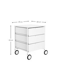 Rollcontainer Mobil mit 3 Schubladen, Thermoplastisches Technopolymer aus recyceltem Industrieausschuss, Weiß, B 49 x H 63 cm