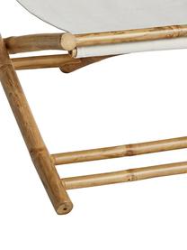 Sedia a sdraio pieghevole in bambù Mandisa, Struttura: legno di bambù, Rivestimento: lino, Struttura: legno di bambù Rivestimento: bianco latteo, Larg. 112 x Alt. 80 cm
