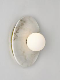 Aplique / Plafón de mármol Cehlani, Pantalla: vidrio opalino, Anclaje: mármol, Mármol blanco, Ø 28 x Al 16 cm