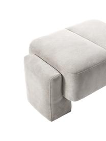 Sgabello da divano Bobi, Rivestimento: 88% poliestere, 12% nylon, Struttura: legno di pino massiccio, Tessuto grigio chiaro, Larg. 90 x Prof. 55 cm