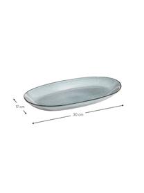 Piatto da portata fatto a mano Nordic Sea lung. 30 cm, Gres, Grigio, tonalità blu, Lung. 30 x Larg. 17 cm