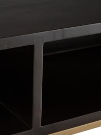 Konsola z litego drewna z otwartym przedziałem Lyle, Stelaż: metal malowany proszkowo, Drewno mangowe lakierowane na ciemno, S 105 x D 89 cm