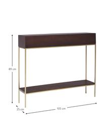 Console en bois massif à compartiments ouverts Lyle, Bois de manguier, couleur dorée, larg. 105 x haut. 89 cm