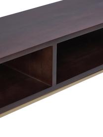 Console en bois massif à compartiments ouverts Lyle, Bois de manguier, couleur dorée, larg. 105 x haut. 89 cm