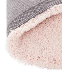 Pluizig rond hoogpoolig vloerkleed Leighton in roze, Bovenzijde: microvezels (100% polyest, Onderzijde: 100% polyester, Roze, Ø 120 cm (maat S)