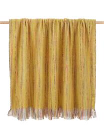 Bunt meliertes Plaid Ayana mit Fransen, 100% Acryl, Gelb, Mehrfarbig, B 130 x L 190 cm